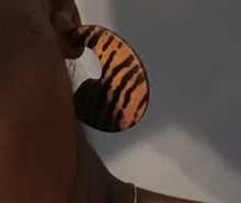 Load image into Gallery viewer, Tiger print Wooden Minimalist  Hoop Earrings Kargo Fresh
