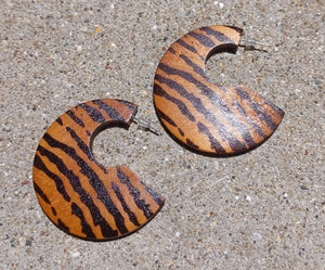 Tiger print Wooden Minimalist  Hoop Earrings Kargo Fresh