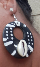 Load image into Gallery viewer, Tribal Abstract handpainted Wooden Hoop Earrings Kargo Fresh
