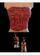 Load image into Gallery viewer, Tribal crop top and matching handmade earrings S Kargo Fresh
