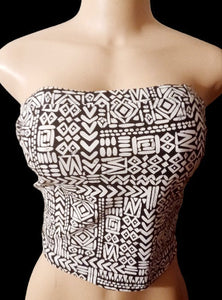 Tribal crop top and matching handpainted earrings L Kargo Fresh