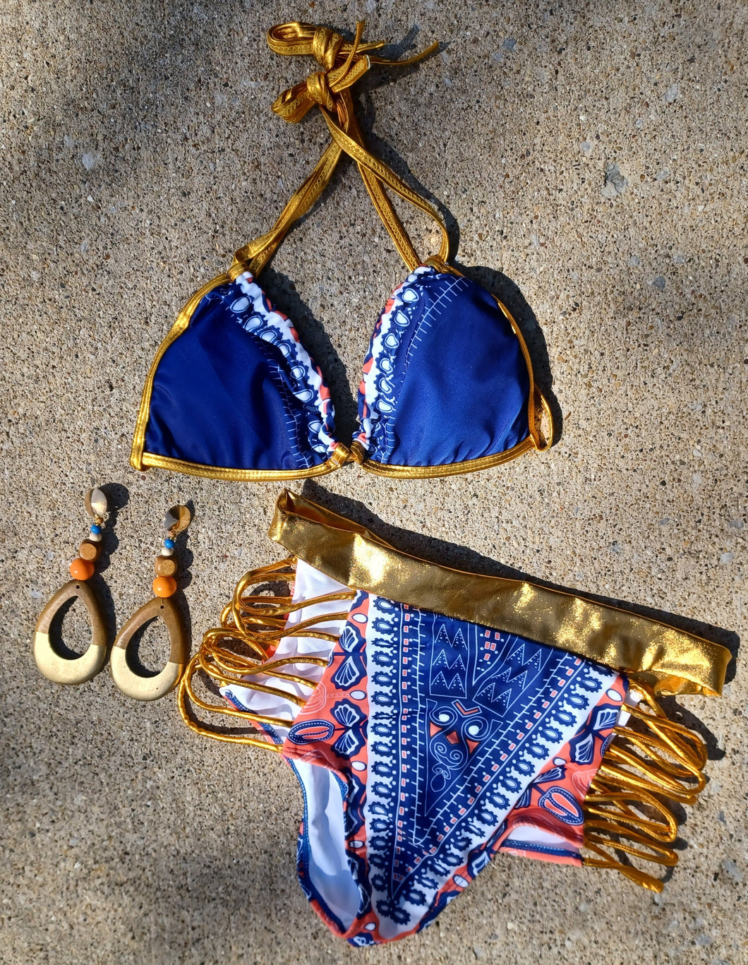 Tribal high waist bikini and custom earrings Kargo Fresh