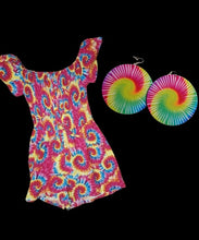 Load image into Gallery viewer, Tye dye romper and matching earrings new L Kargo Fresh
