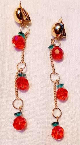 Unique beaded cherry vine clip on earrings Kargo Fresh