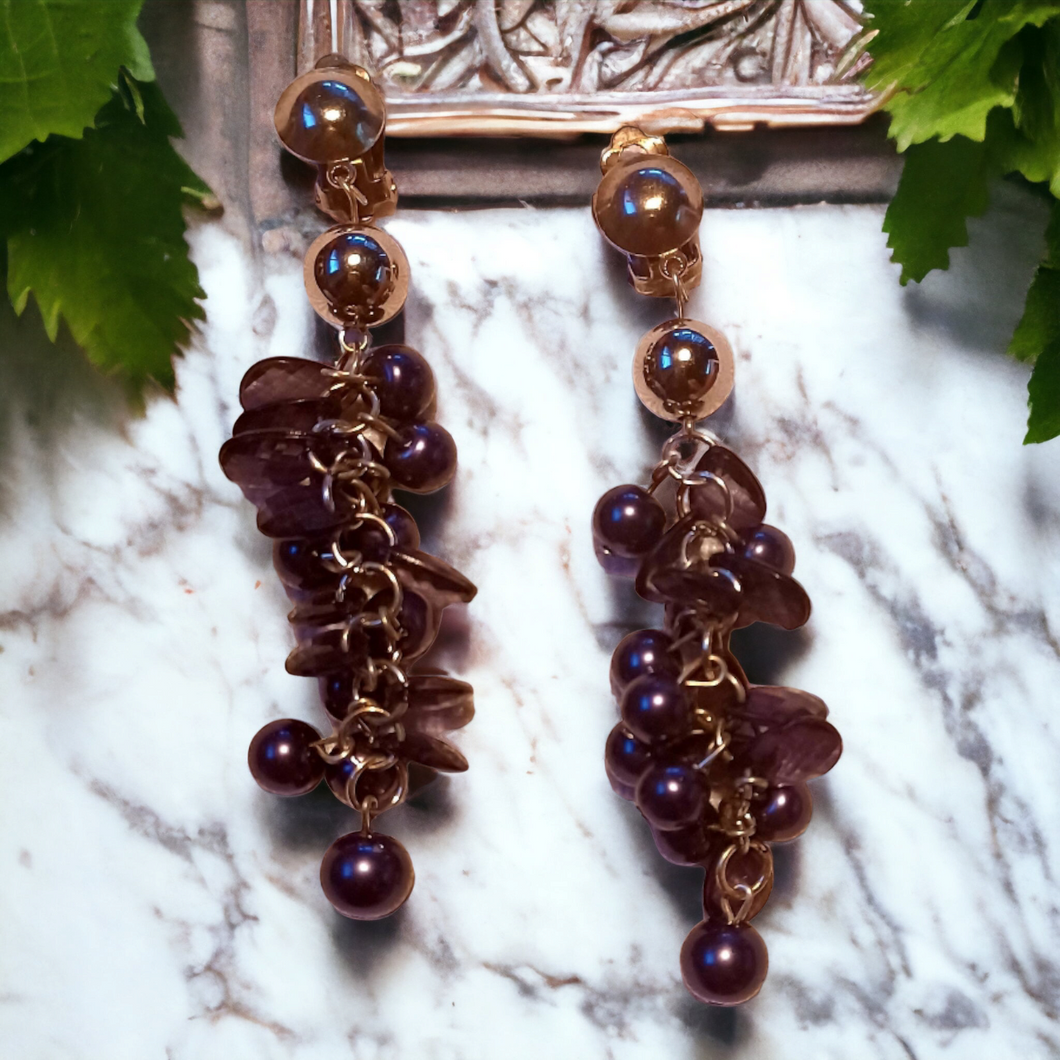Unique beaded grapevine clip on earrings Kargo Fresh