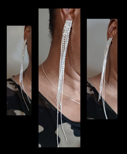 Unique rhinestone clip on earrings 5 inch Kargo Fresh