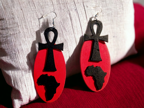 Unique wooden ankh earrings Kargo Fresh