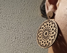 Load image into Gallery viewer, Unique wooden boho medallion clip on earrings Kargo Fresh
