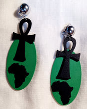 Load image into Gallery viewer, Unique wooden clip on ankh earrings Kargo Fresh
