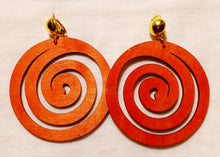 Load image into Gallery viewer, Unique wooden spiral clip on earrings Kargo Fresh
