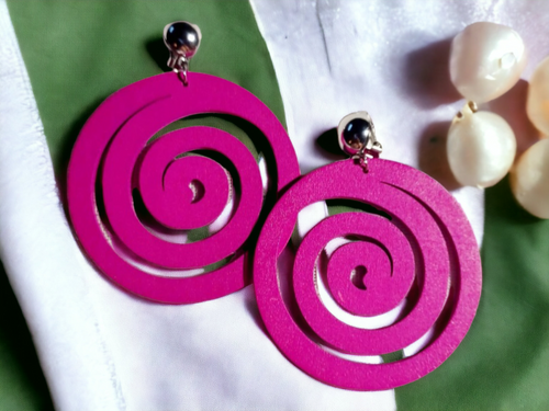 Unique wooden spiral clip on earrings Kargo Fresh