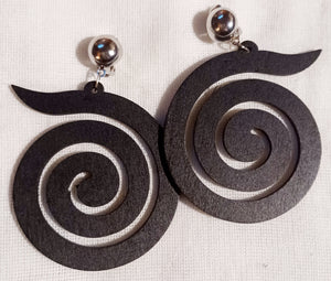 Unique wooden spiral clip on earrings Kargo Fresh