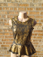 Load image into Gallery viewer, Vegan Leather Handpainted Peplum Top Size 4 Small Kargo Fresh
