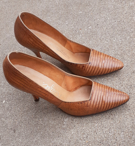Vintage 1960's  Snakeskin Risque' O'Conner & Goldberg  Pumps Size 6.5 Kargo Fresh