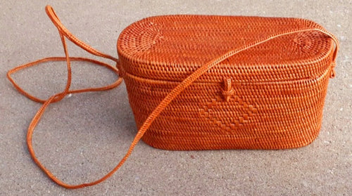 Vintage 1970s Rattan Hamper Purse Kargo Fresh