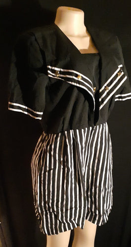 Vintage 1980s John Robert's Nautical Shorts Jumpsuit Size 12 Kargo Fresh