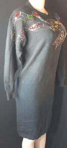 Vintage 1980s Sequin Sweater Dress Size Small Kargo Fresh