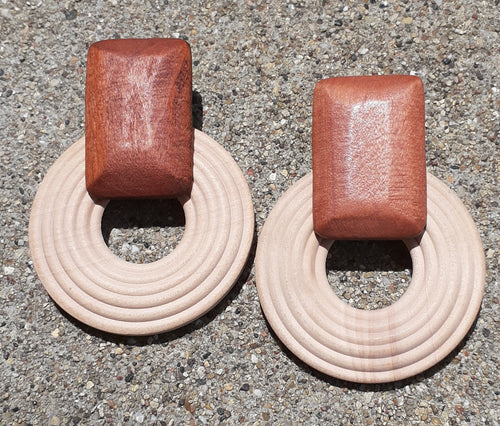 Vintage Abstract Minimalist Wooden Earrings Kargo Fresh