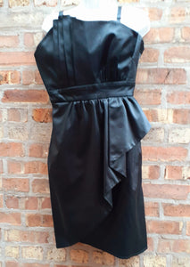 Vintage Black Satin Glam Cocktail Dress Size 14 Kargo Fresh