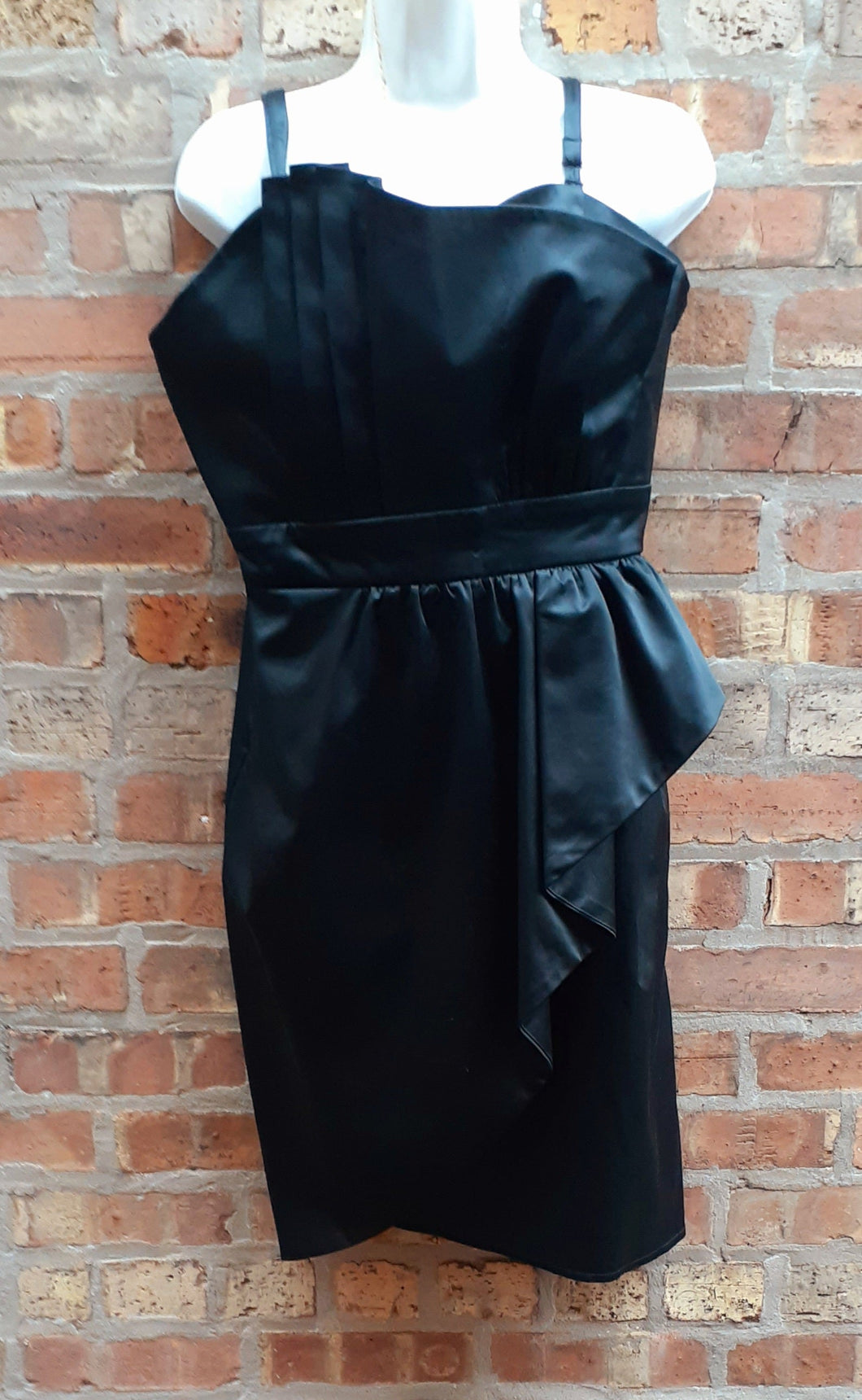 Vintage Black Satin Glam Cocktail Dress Size 14 Kargo Fresh