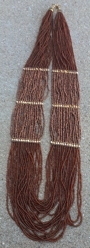 Vintage Brass and Glass Bead Multi Strand Necklace Kargo Fresh