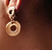 Load image into Gallery viewer, Vintage Brutalist Metal clip on earrings Kargo Fresh
