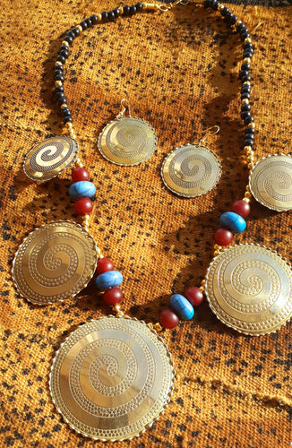 Vintage Carved Brass Necklace Set Kargo Fresh