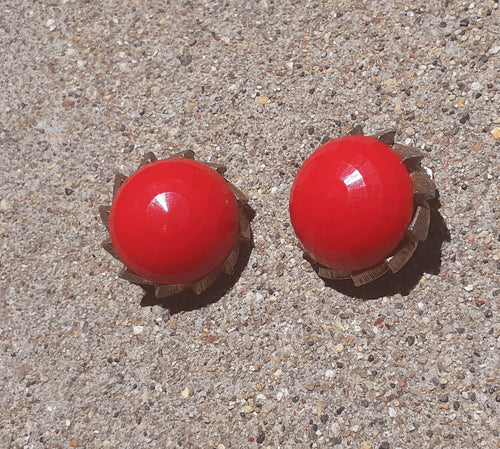 Vintage Chunky Acrylic and Metal Clip On Earrings 1970s Kargo Fresh