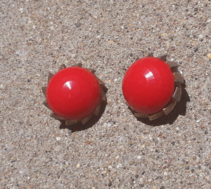 Vintage Chunky Acrylic and Metal Clip On Earrings 1970s Kargo Fresh