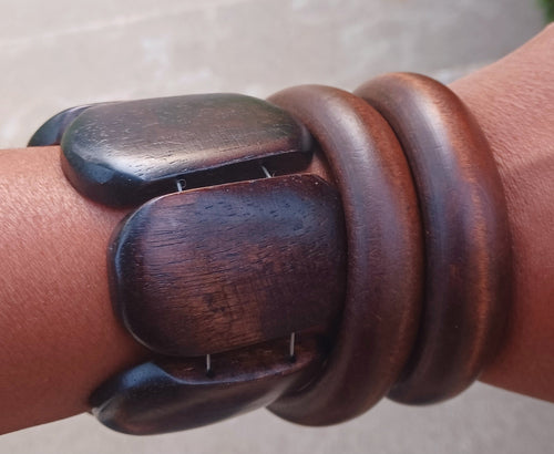 Vintage Chunky Wooden Bangle Set Kargo Fresh