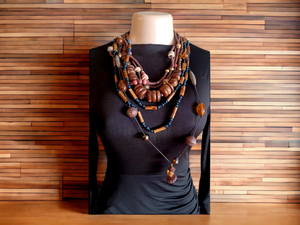 Vintage Chunky wood boho necklace set Kargo Fresh