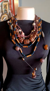 Vintage Chunky wood boho necklace set Kargo Fresh