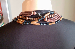 Vintage Chunky wood boho necklace set Kargo Fresh