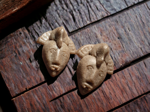 Vintage Clay Tribal Mask Earrings Mali Kargo Fresh