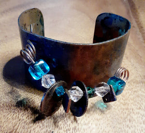 Vintage Copper Abstract Cuff Bracelet Kargo Fresh