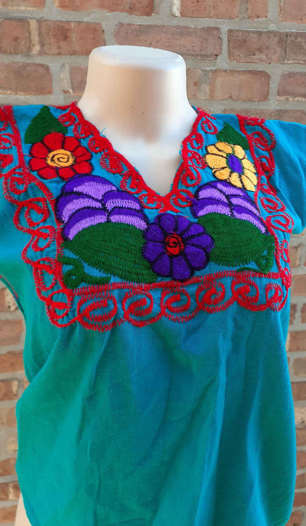 Vintage Cotton Embroidered Mexican Top Small Kargo Fresh