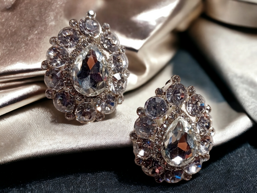 Vintage  Crystal Stud Clip On Earrings Kargo Fresh