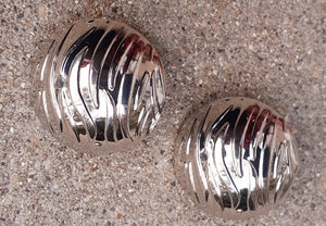 Vintage Extra Large Chunky Silver  Metal Half Ball Earrings Kargo Fresh