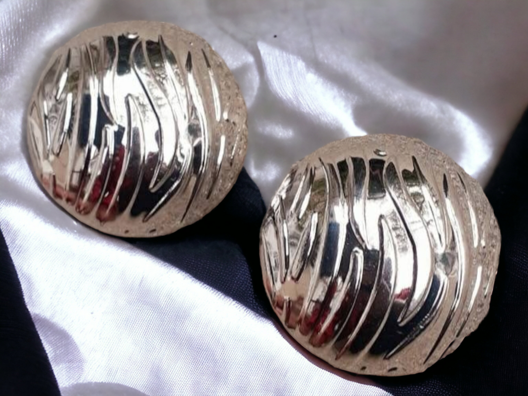 Vintage Extra Large Chunky Silver  Metal Half Ball Earrings Kargo Fresh