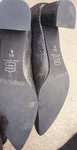 Vintage FS/NY Black Snakeskin Leather Block Heels Size 8.5 Kargo Fresh