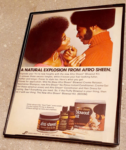 Vintage Framed Authentic Magazine Afro Sheen Ad 1972 Kargo Fresh