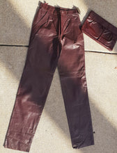 Load image into Gallery viewer, Vintage Gathered Leather Pants and Matching Clutch 1980s Small Kargo Fresh
