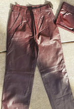 Load image into Gallery viewer, Vintage Gathered Leather Pants and Matching Clutch 1980s Small Kargo Fresh
