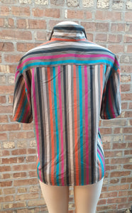 Vintage Glances Poly Crepe Stripes Blouse Large Kargo Fresh