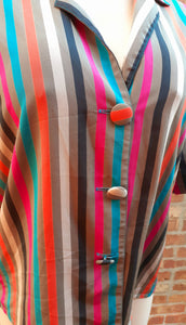 Vintage Glances Poly Crepe Stripes Blouse Large Kargo Fresh