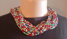 Load image into Gallery viewer, Vintage Glass Bead Multi Strand Layering Necklace and clip on earrings set Kargo Fresh
