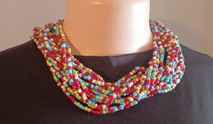 Vintage Glass Bead Multi Strand Layering Necklace and clip on earrings set Kargo Fresh