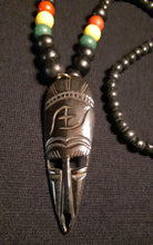 Load image into Gallery viewer, Vintage Hand Carved  African Mask  Mens Wood and Bovine Necklace Kargo Fresh
