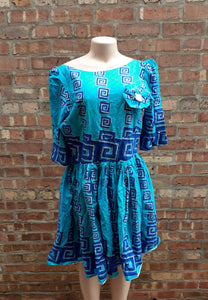 Vintage Handmade African Print Flare Dress L Kargo Fresh