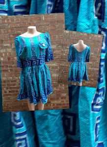 Vintage Handmade African Print Flare Dress L Kargo Fresh